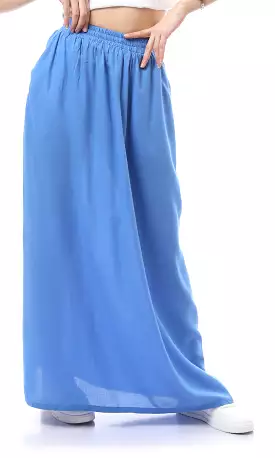 O165299 Cornflower Blue Maxi Skirt With Side Pockets