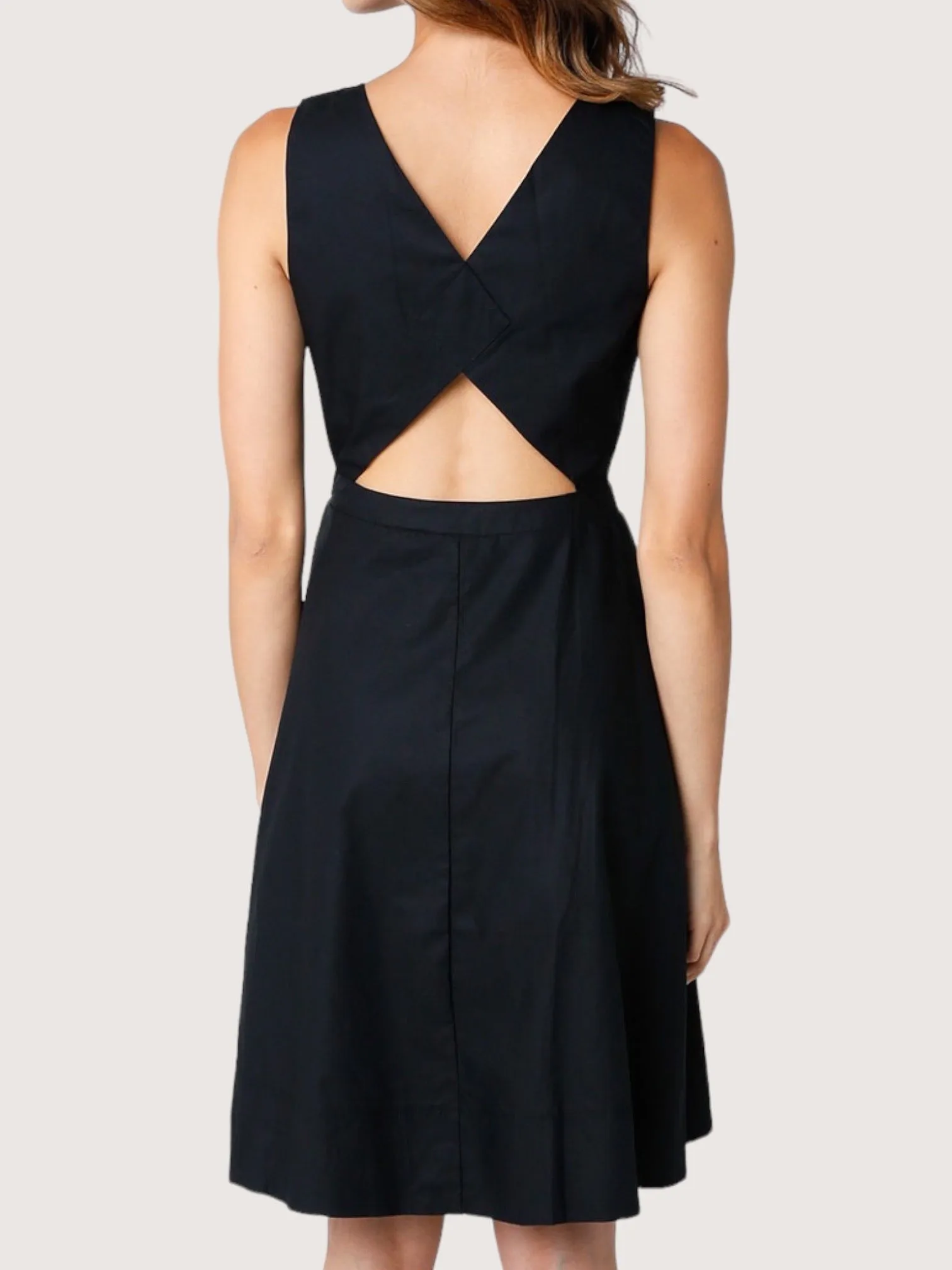 Open Back Button Front Dress | Black