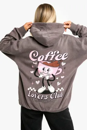 Overdye Coffee Lovers Club Slogan Oversized Hoodie