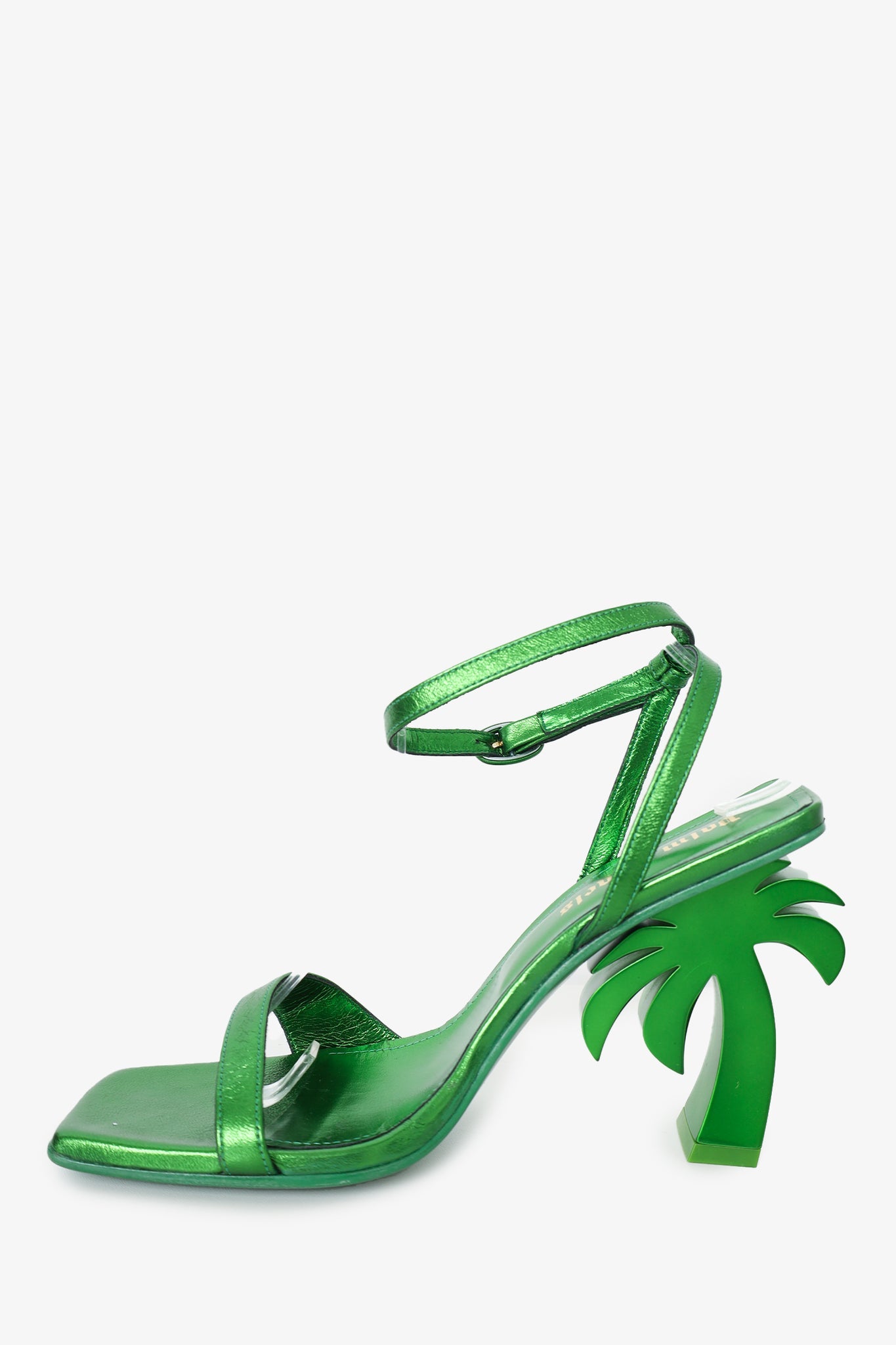 Palm Angels Green Metallic Palm Tree 105 Sandals Size 40