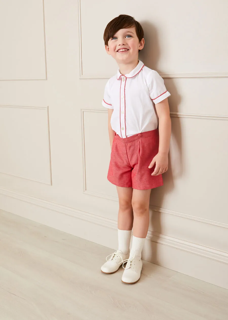 Peter Pan Collar Short Sleeve Two Piece Set in Red (12mths-6yrs)