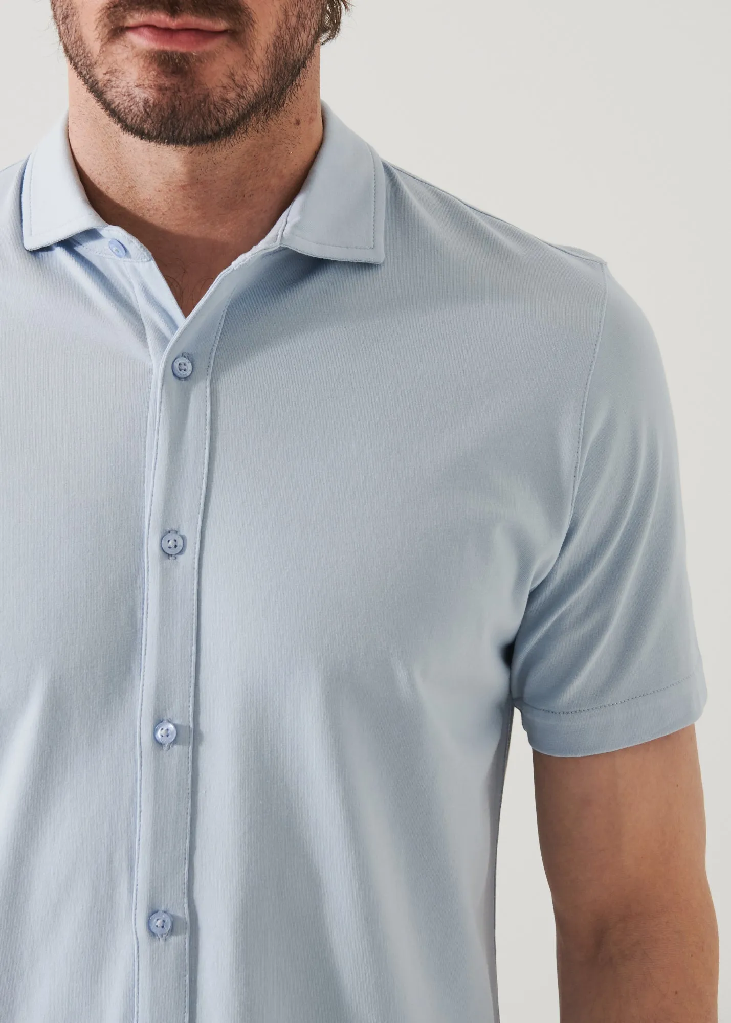 PIMA COTTON STRETCH BUTTON FRONT SHIRT