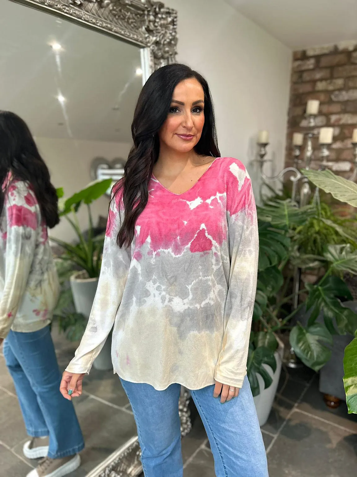 Pink Multi Tone Tie Dye Top Sandra