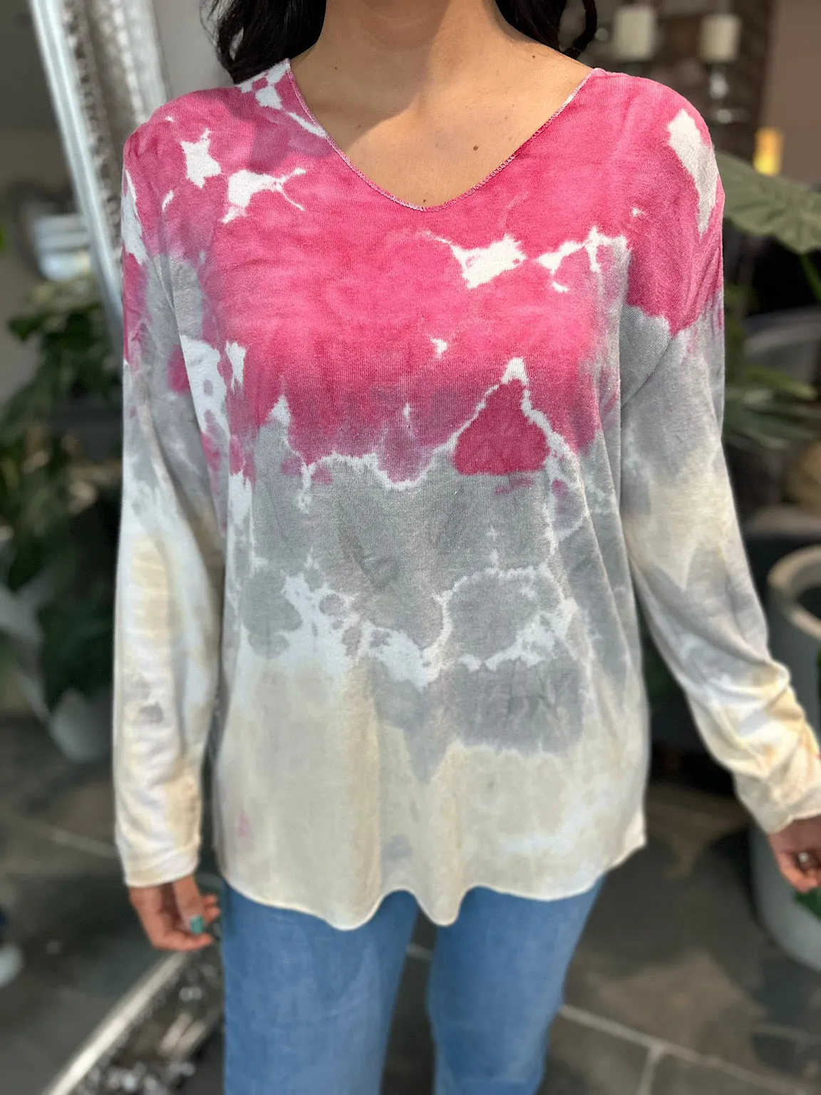 Pink Multi Tone Tie Dye Top Sandra