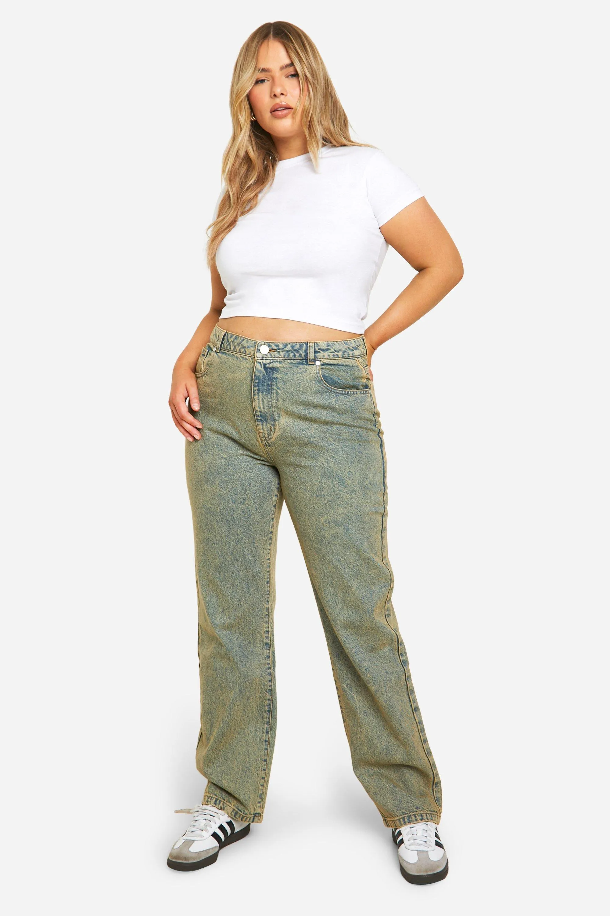 Plus Basics High Waisted Straight Leg Jeans