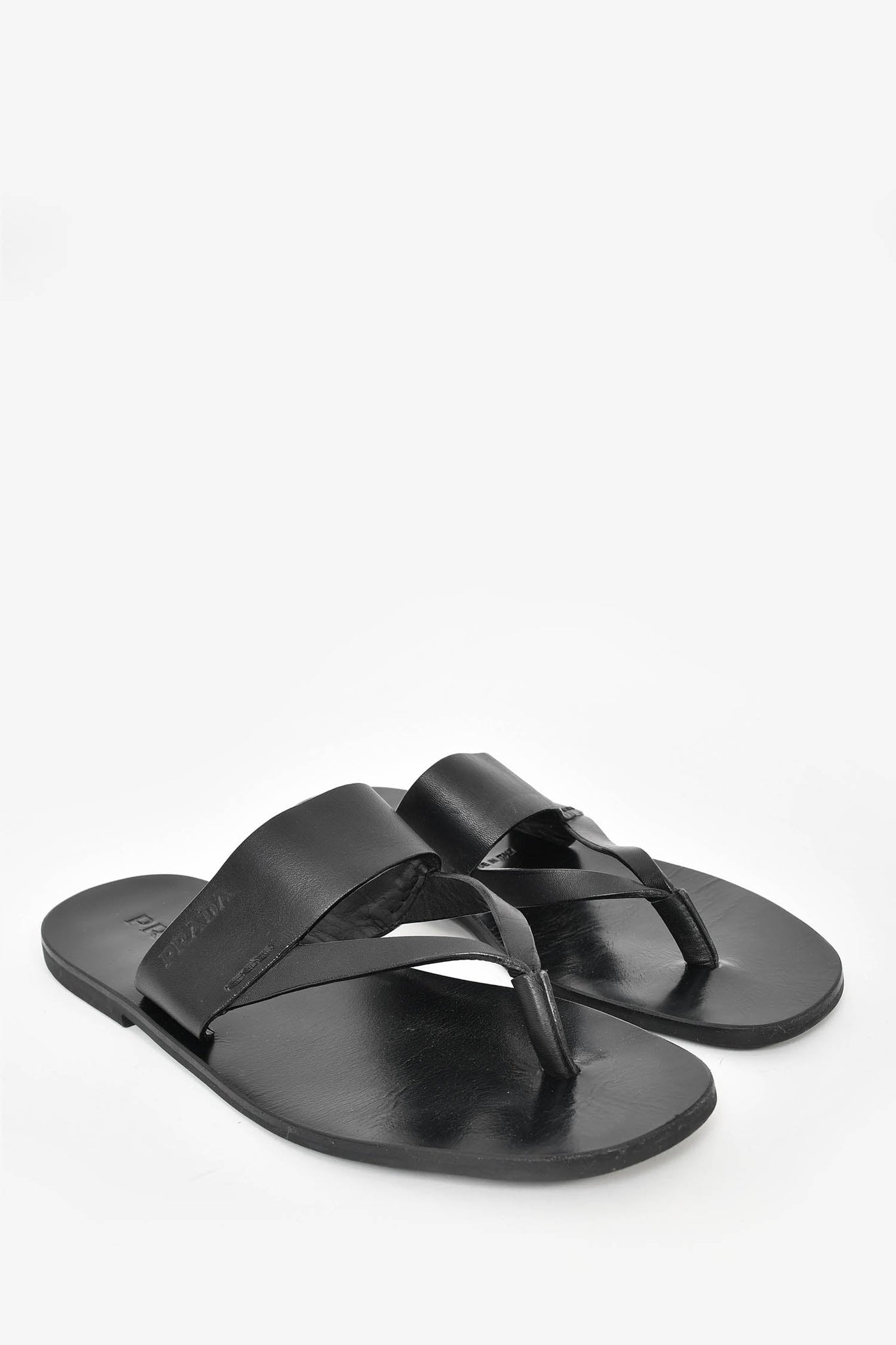 Prada Black Leather Strappy Sandals sz 8.5 Mens