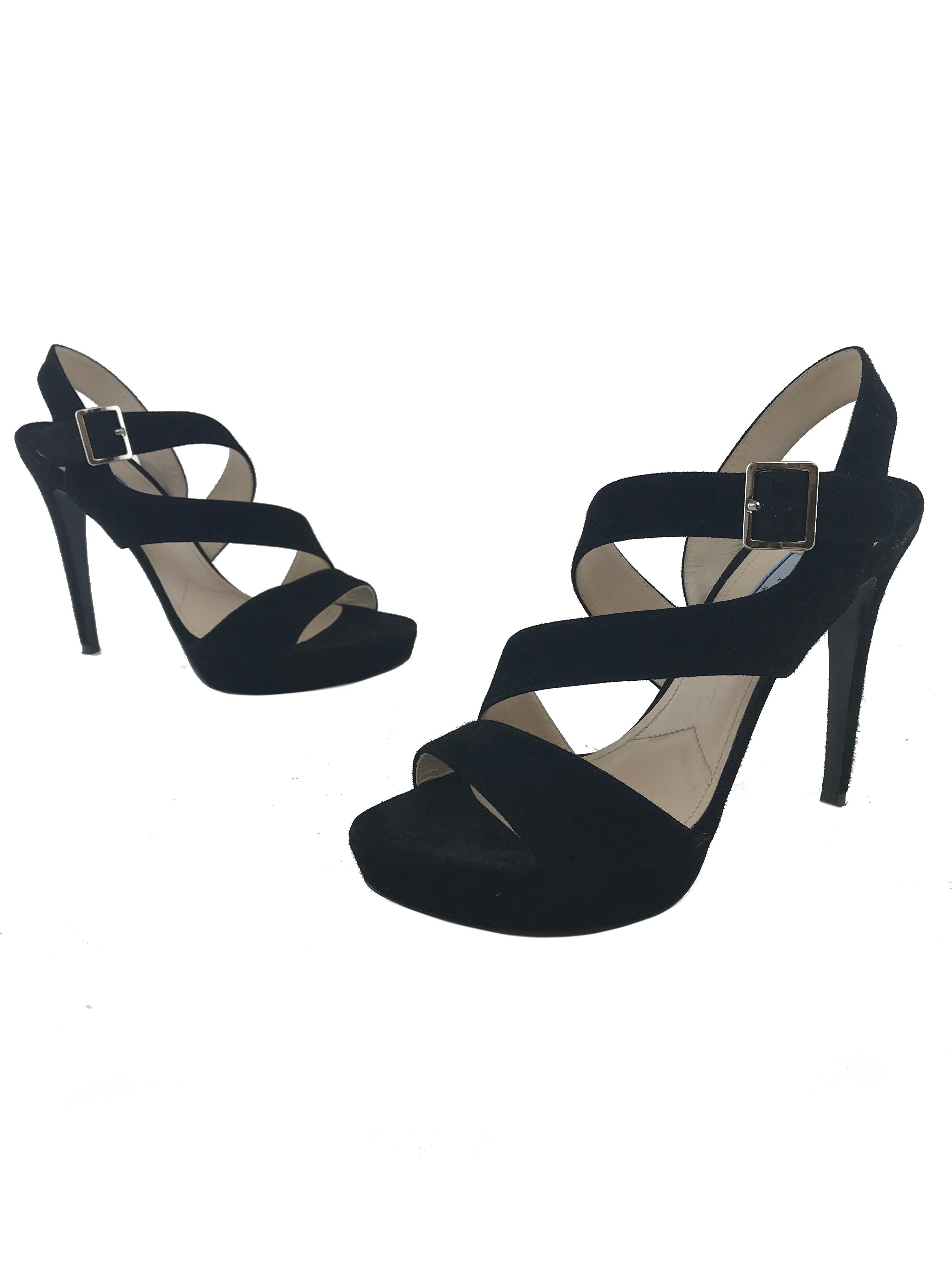 Prada Suede Strappy Platform Sandals Size 7.5