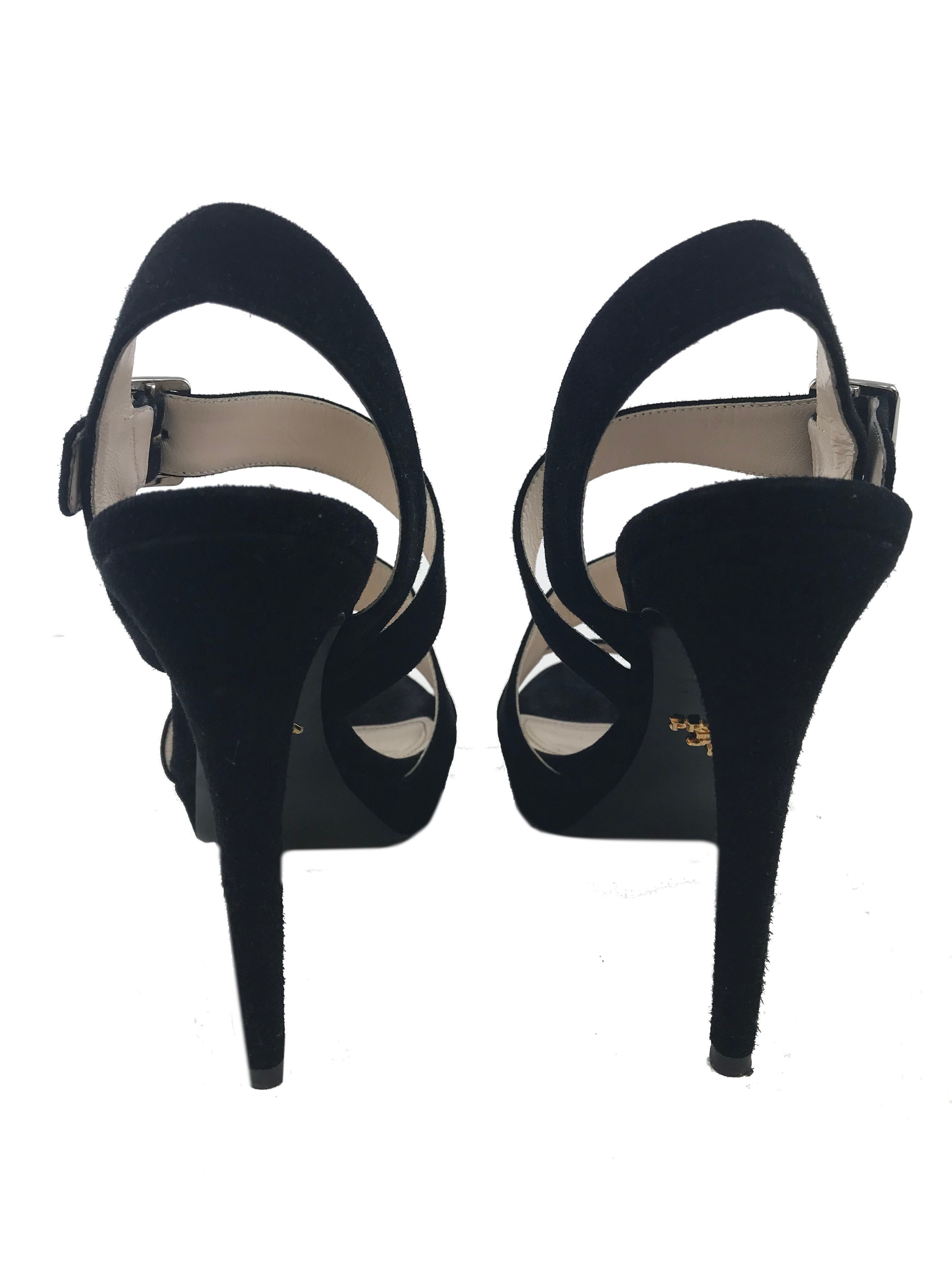 Prada Suede Strappy Platform Sandals Size 7.5