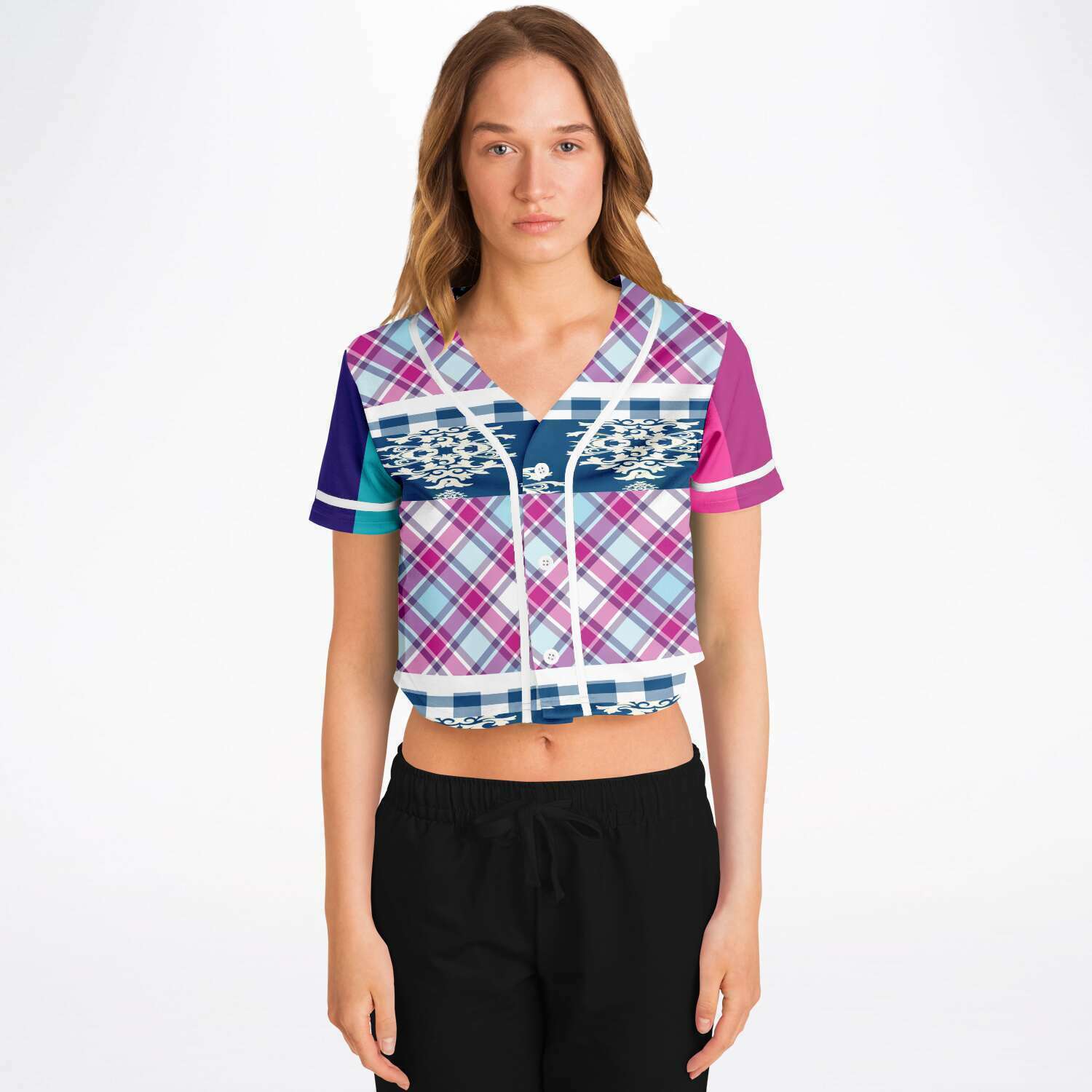 Purple Haze Cropped Button Front Jersey