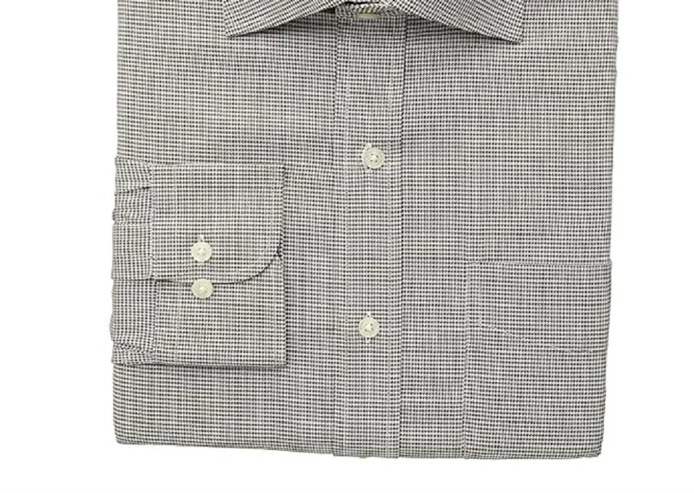 Ralph Lauren Men's Classic Fit No Iron Houndstooth Warren Dress Shirt Brown Size 18X34X35