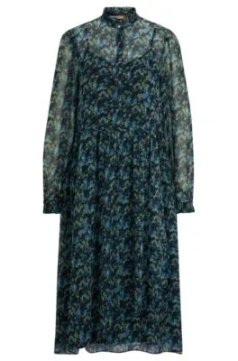 Regular-fit midi dress with digital print