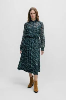 Regular-fit midi dress with digital print