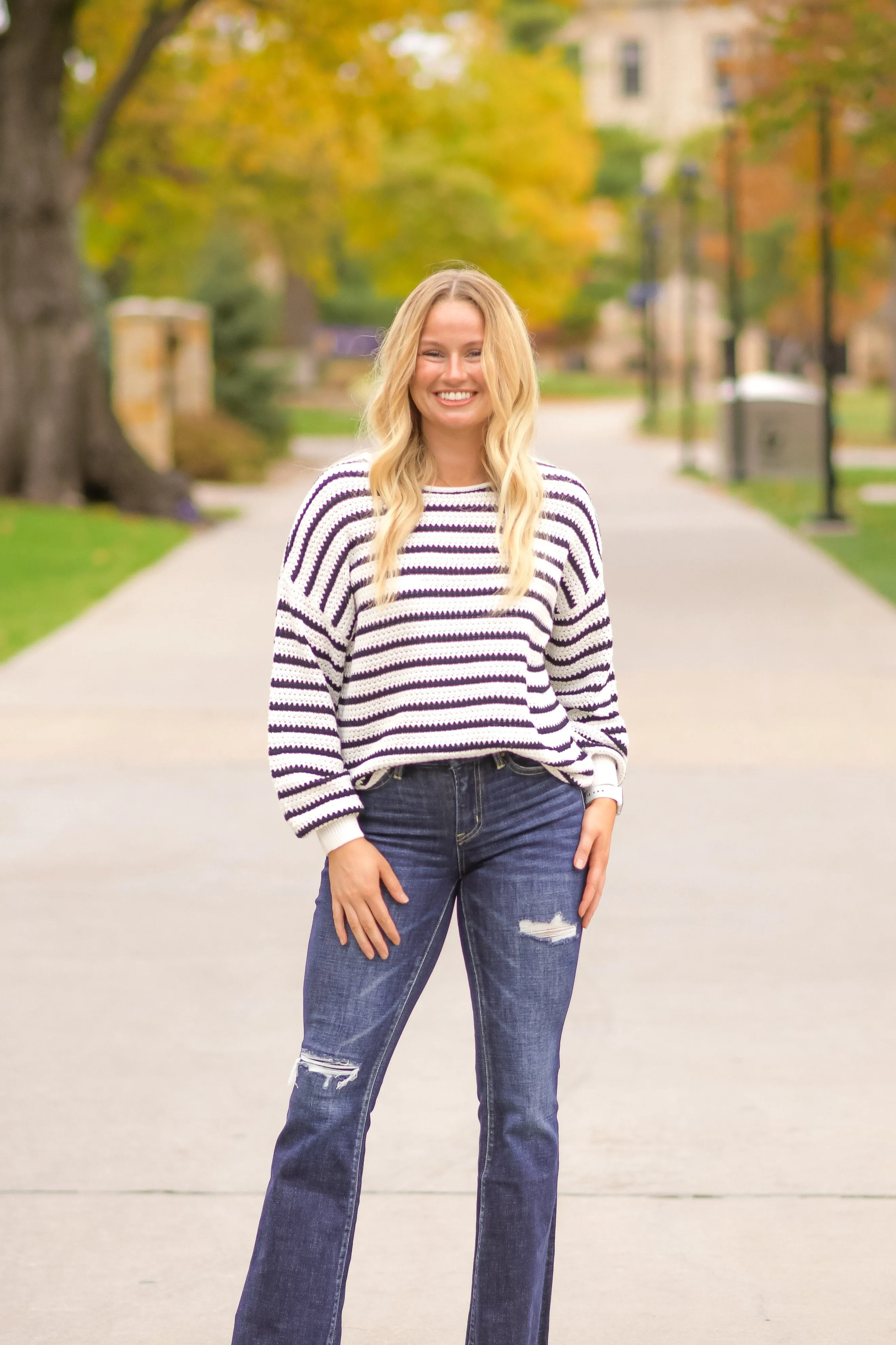 Relaxed Striped Knit Sweater