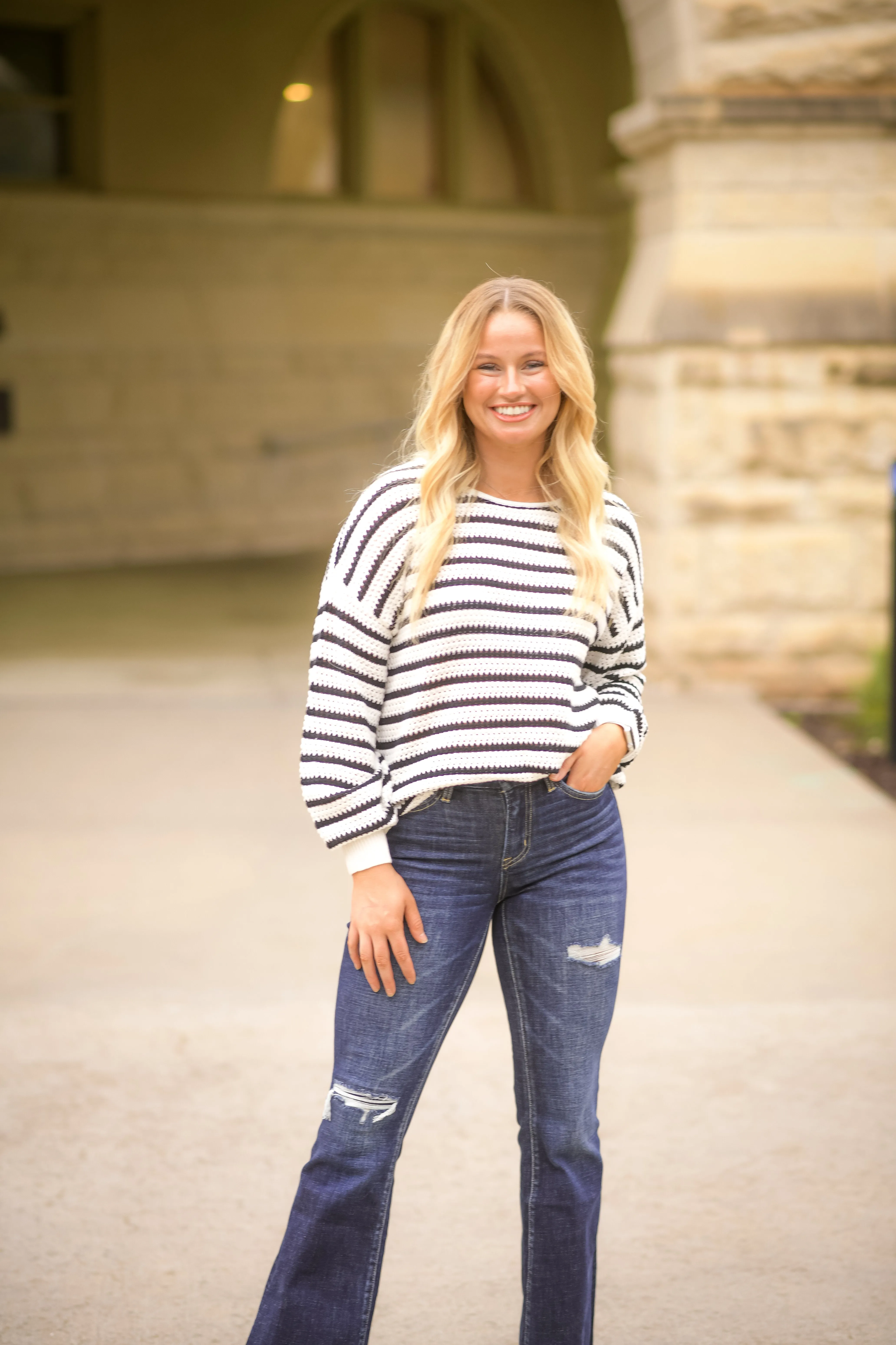 Relaxed Striped Knit Sweater