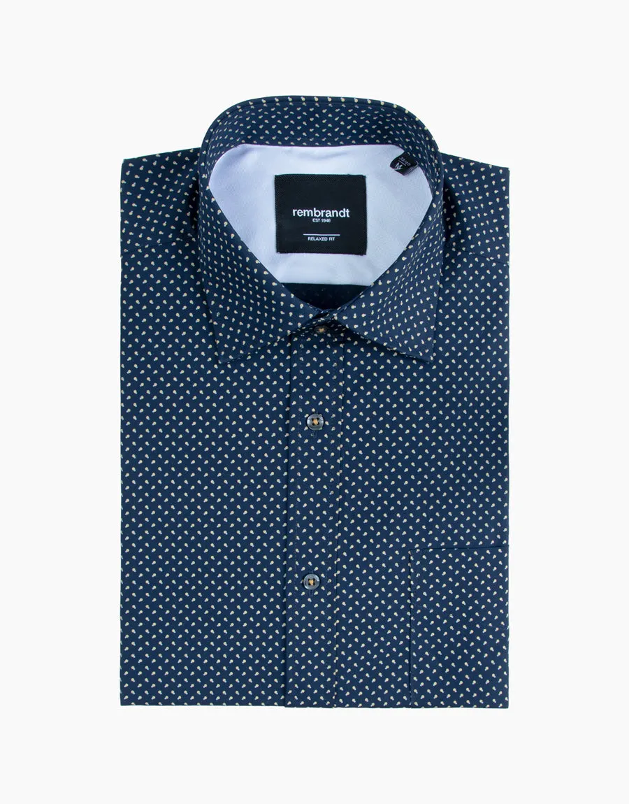 Rembrandt - Sinatra Shirt - Navy/Yellow Dot