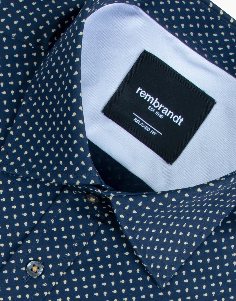 Rembrandt - Sinatra Shirt - Navy/Yellow Dot