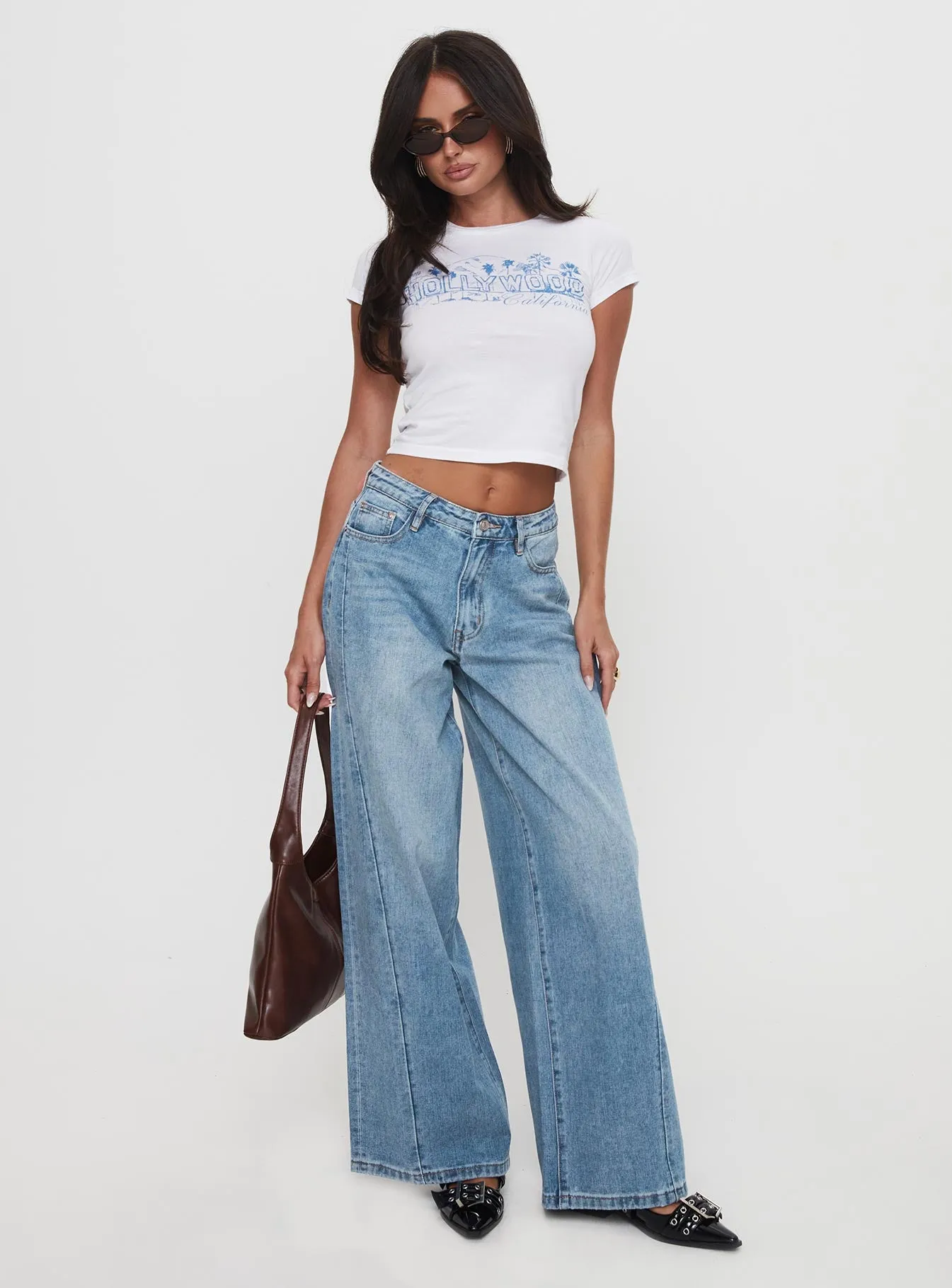 Ringer Low Rise Wide Leg Jeans Blue