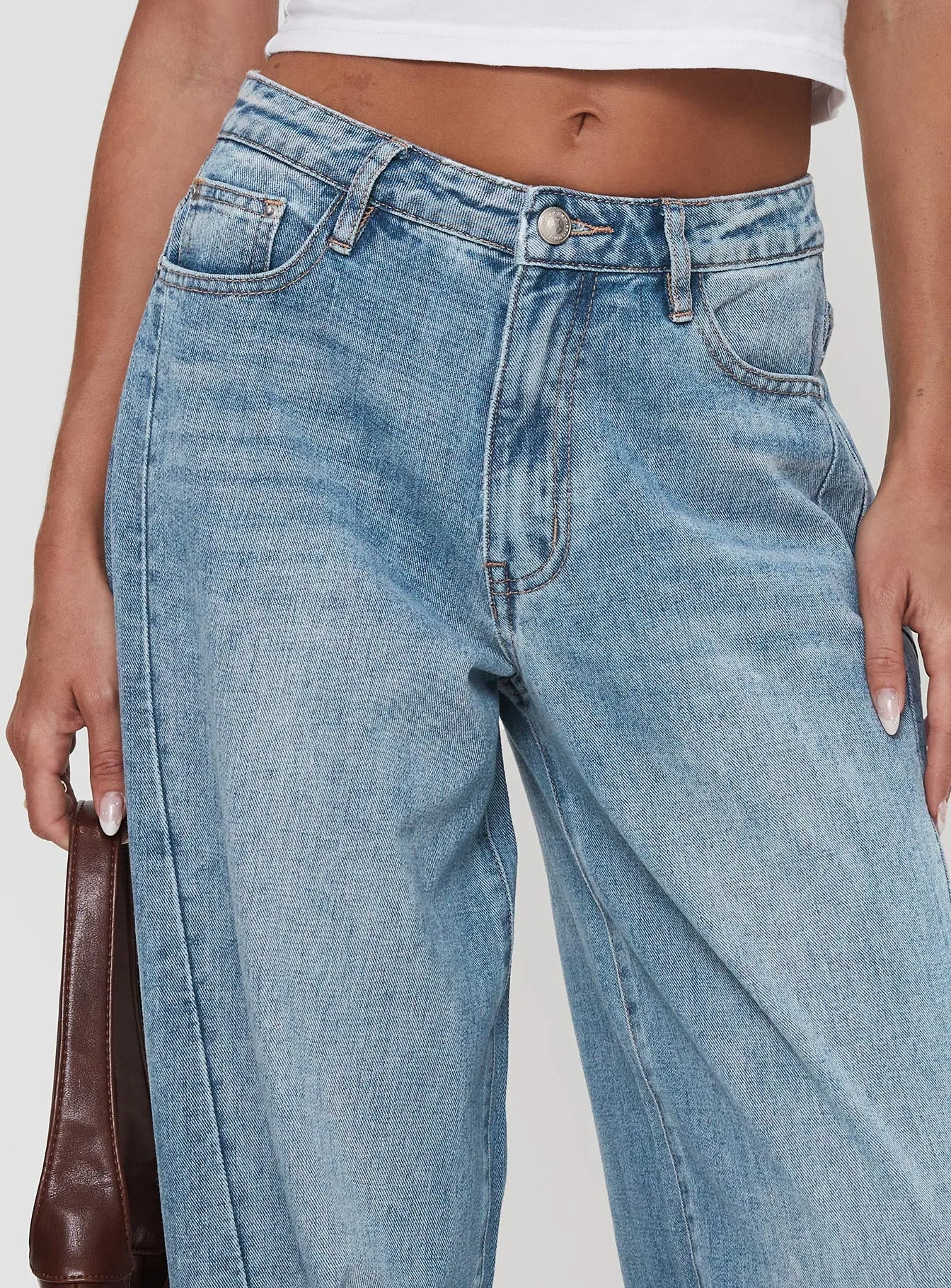 Ringer Low Rise Wide Leg Jeans Blue