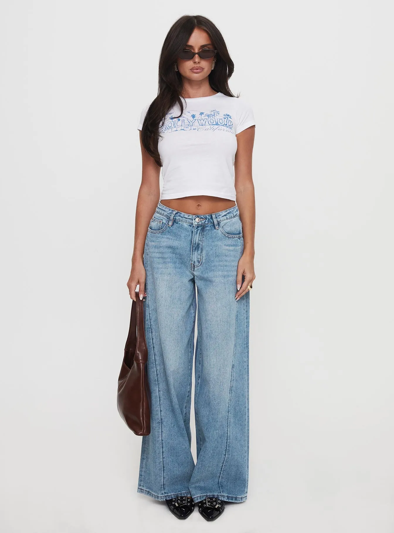 Ringer Low Rise Wide Leg Jeans Blue