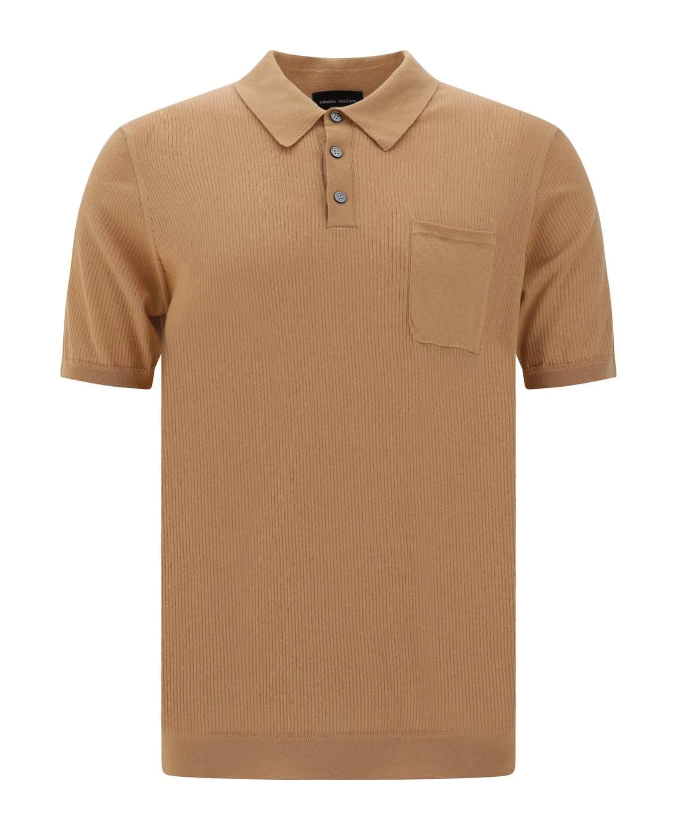 Roberto Collina  |Plain Cotton Short Sleeves Front Button Polos