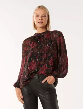 Runi Metallic High Neck Blouse