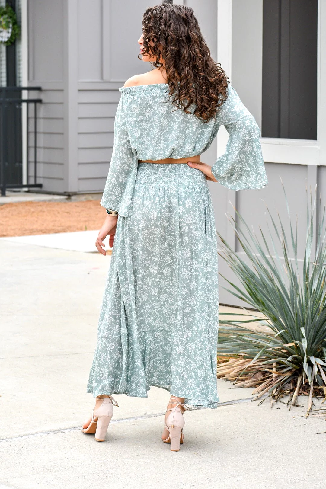 Sage Floral Maxi Skirt