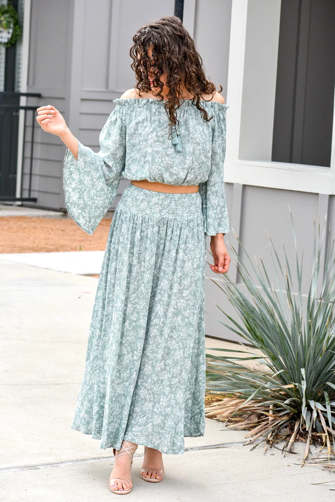 Sage Floral Maxi Skirt