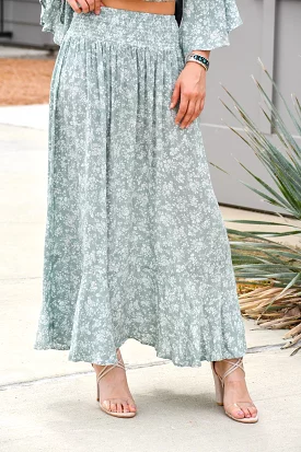 Sage Floral Maxi Skirt