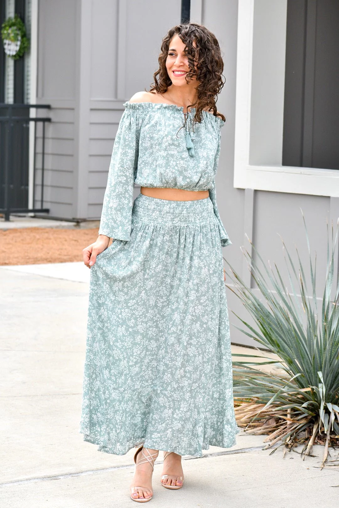 Sage Floral Maxi Skirt