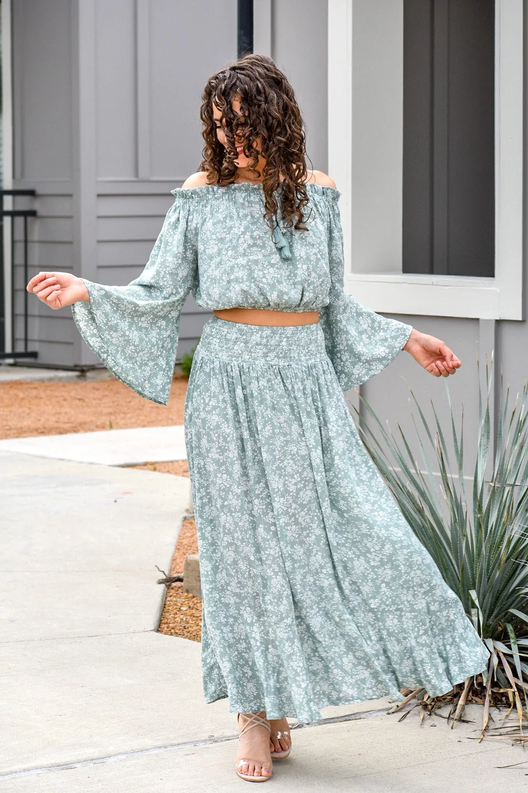 Sage Floral Maxi Skirt