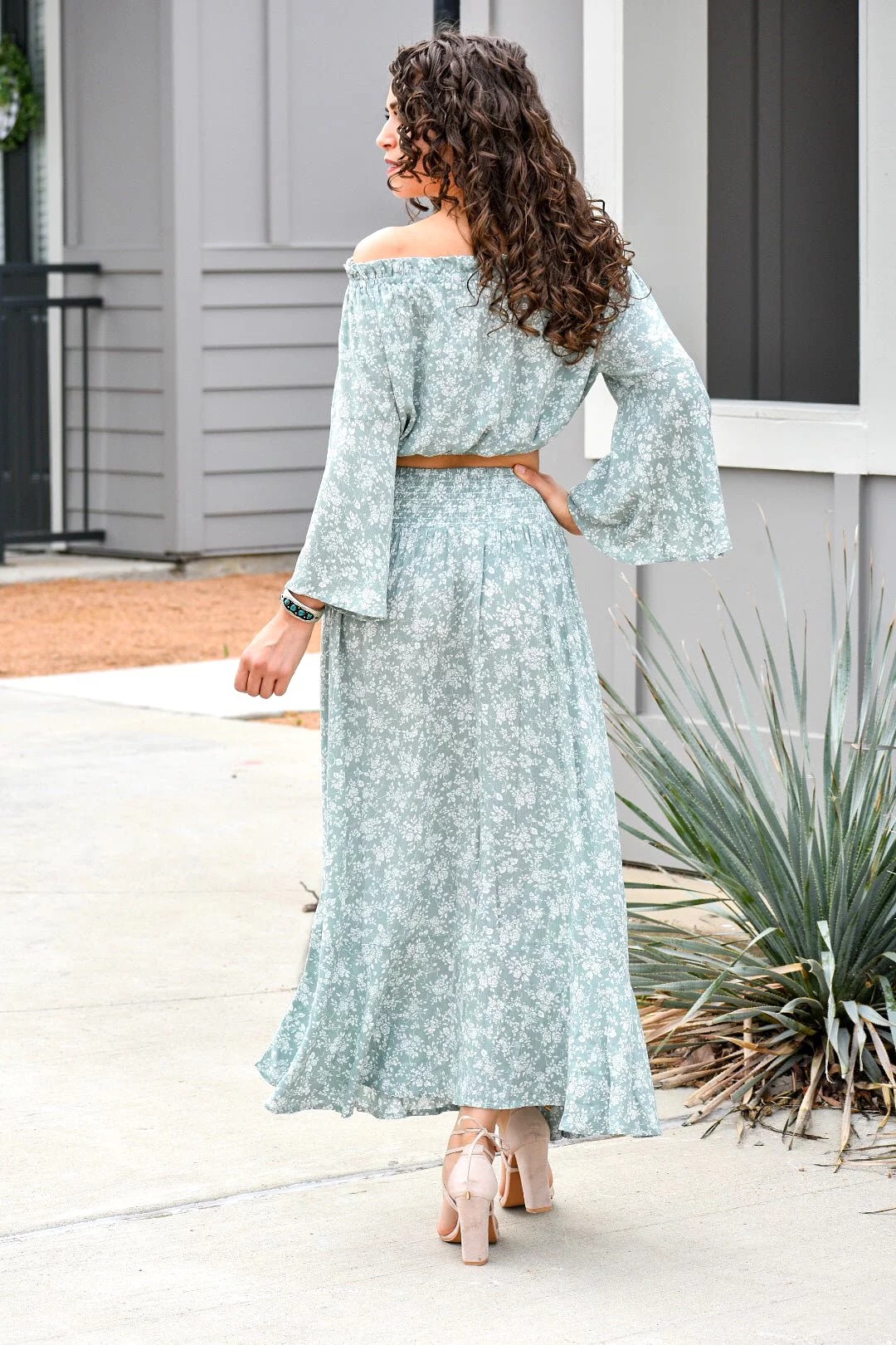 Sage Floral Maxi Skirt