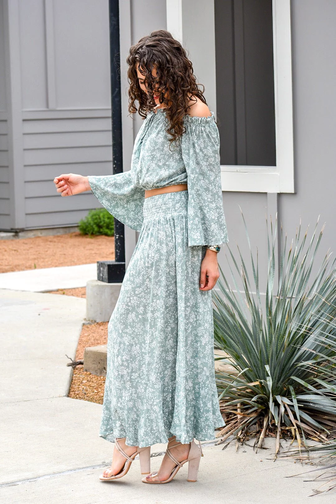 Sage Floral Maxi Skirt