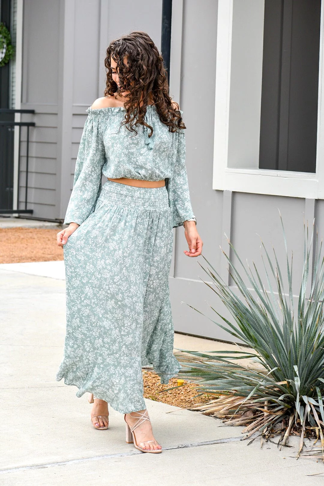 Sage Floral Maxi Skirt