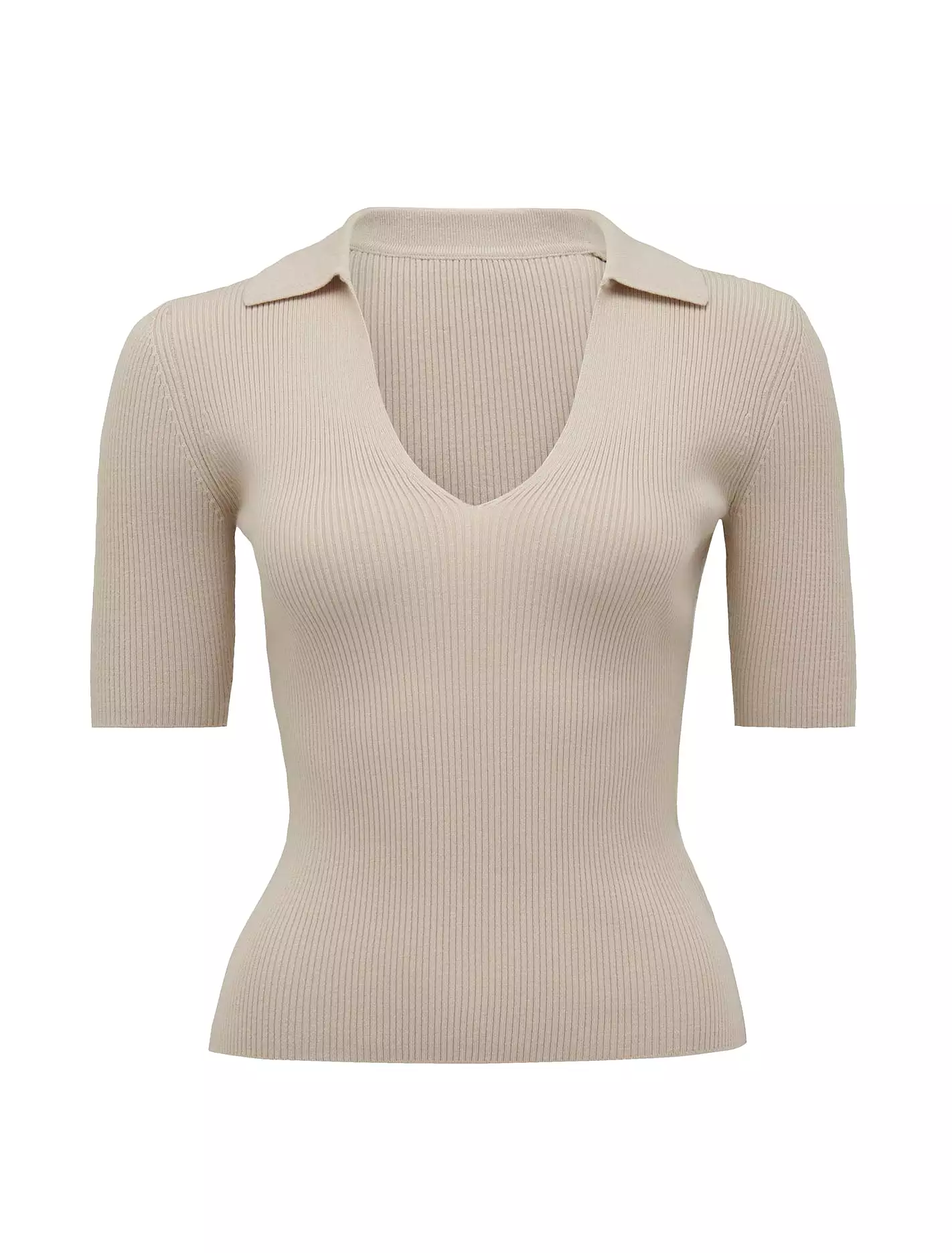 Selena Short Sleeve Collar Knit Top