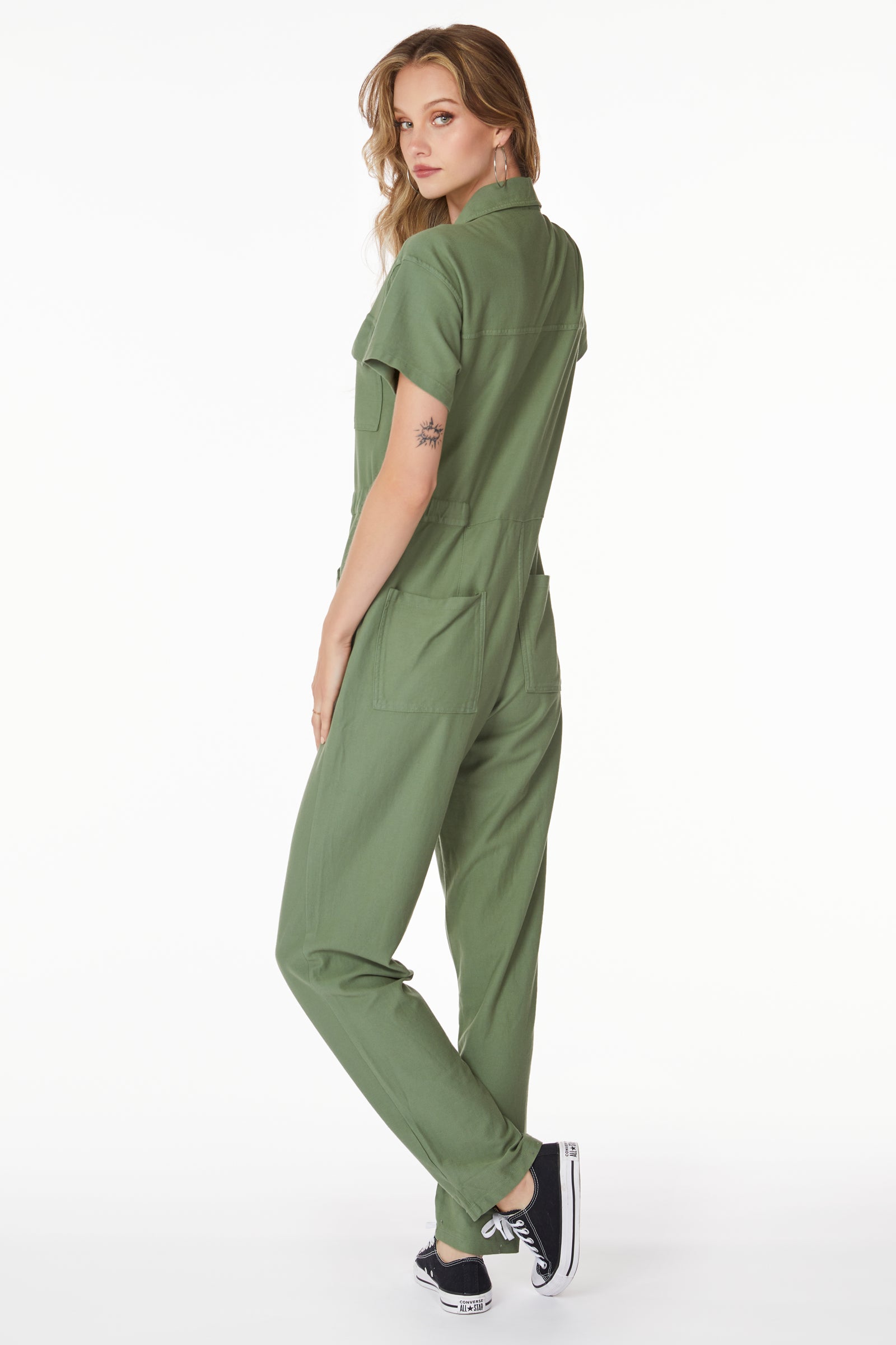 SHORT SLEEVE BUTTON FRONT JUMPSUIT