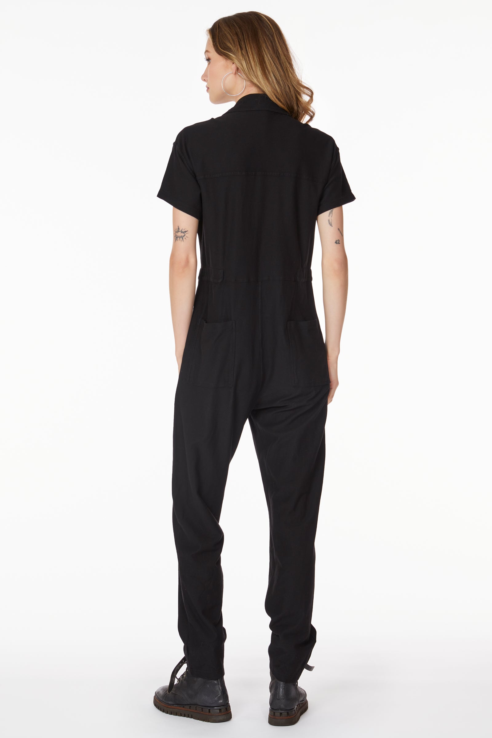 SHORT SLEEVE BUTTON FRONT JUMPSUIT