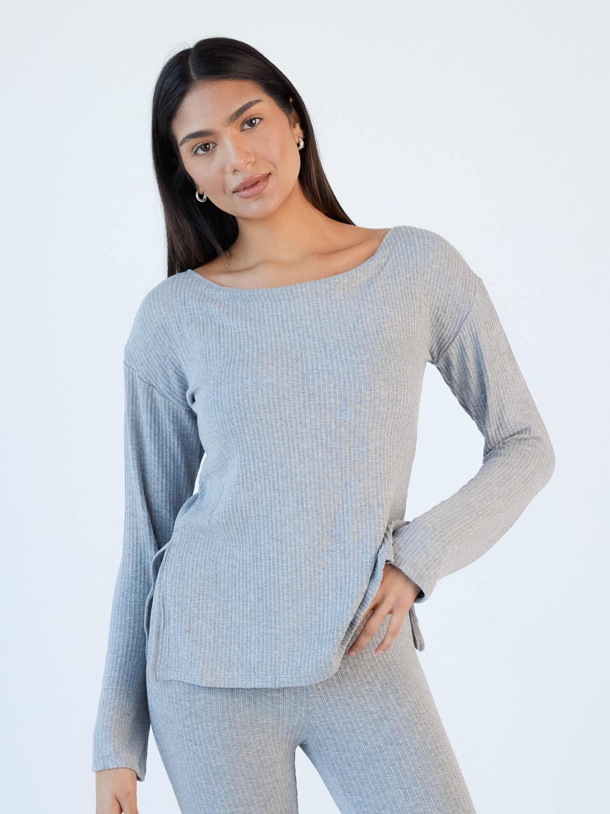 Soft Ribbed Long Sleeve Boat Neck Brami