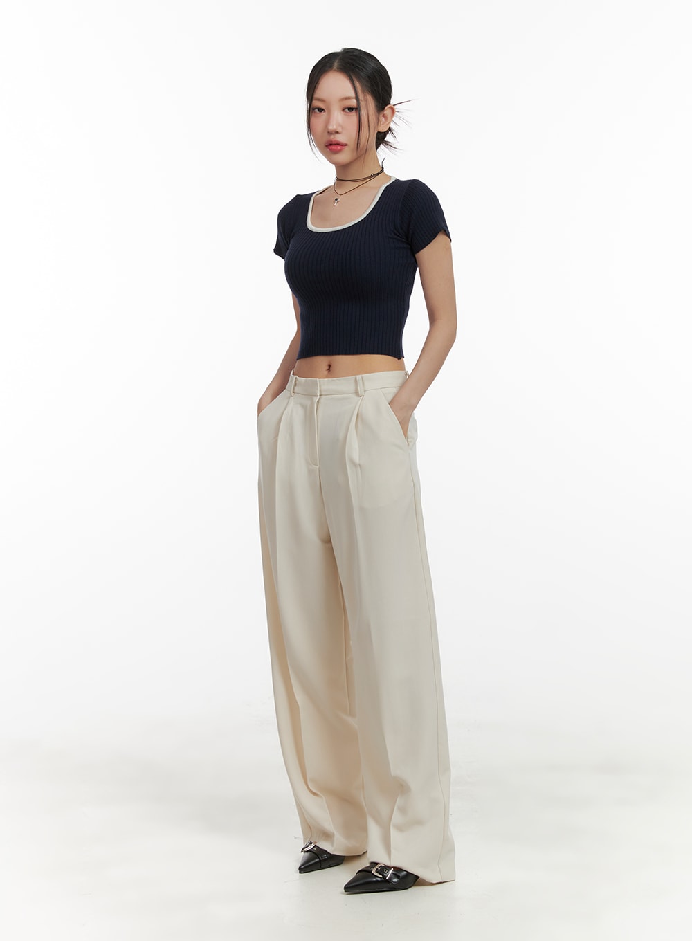 Solid U Neck Crop Top OA416