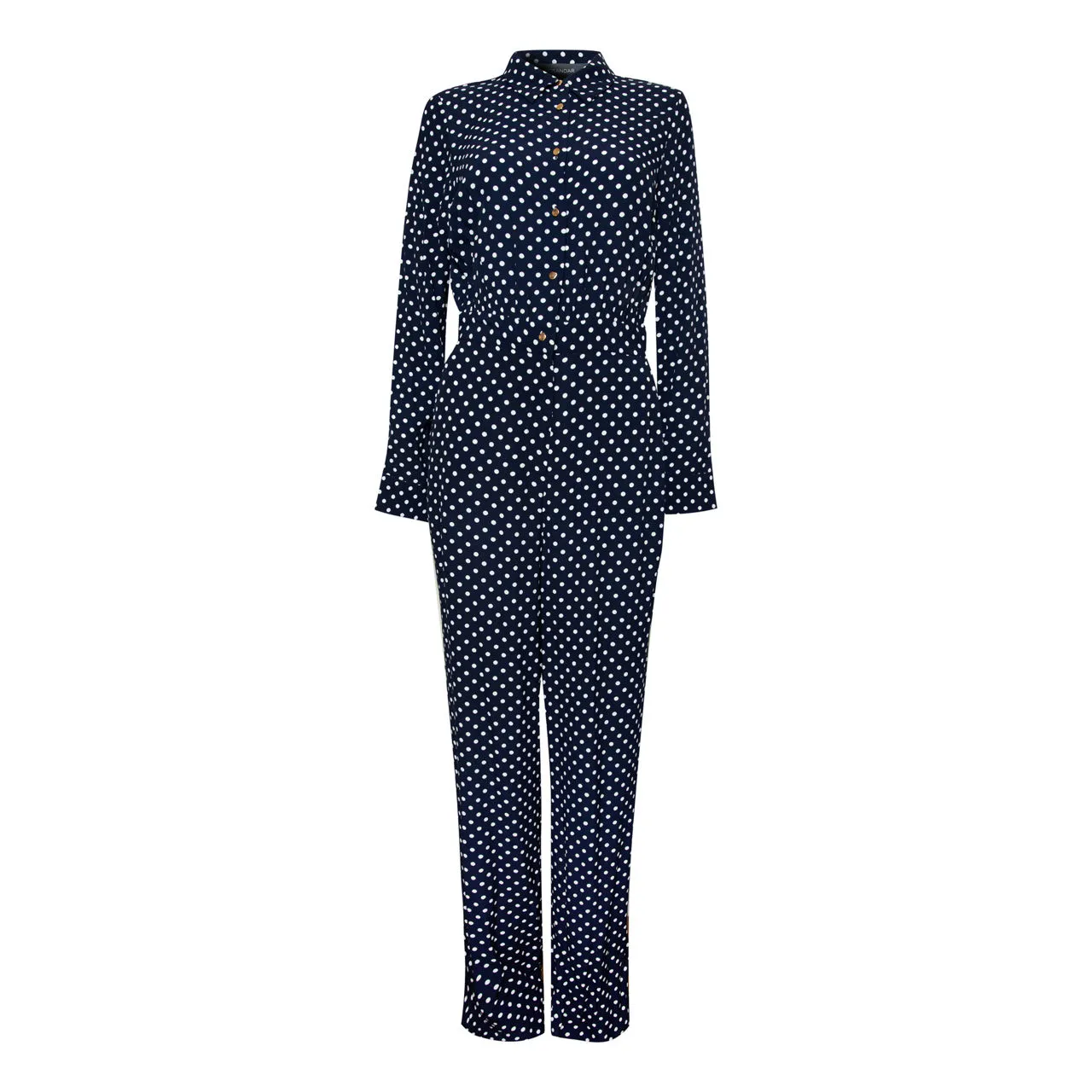 SOSANDAR ONLINE EXCLUSIVE Polka-Dot Straight Wide-Leg Jumpsuit - Blue