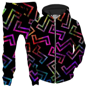 Sparkle Geometric Zip-Up Hoodie and Joggers Combo