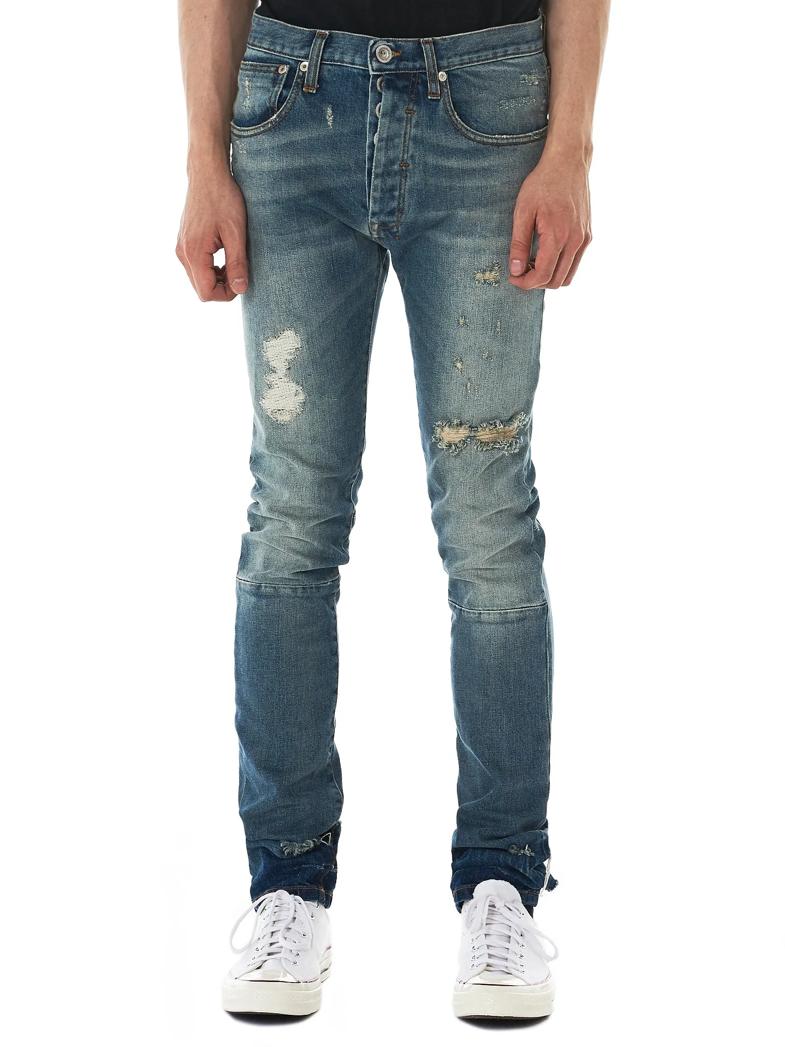 Stonewashed Distressed Jeans (UMYA003S18184001-STONEWSH-BLUE)