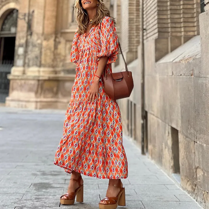 Summer Women's Vintage Printed Bohemian Dress