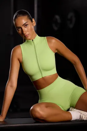 Super Sculpt Seamless High Neck Crop Top in Key Lime