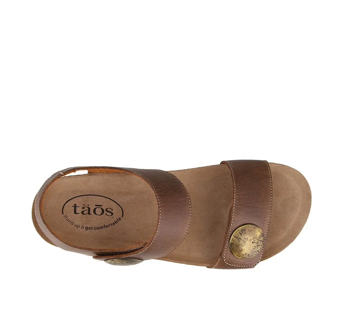 Taos Womens Luckie Leather Sandal- Chocolate Oiled Leather