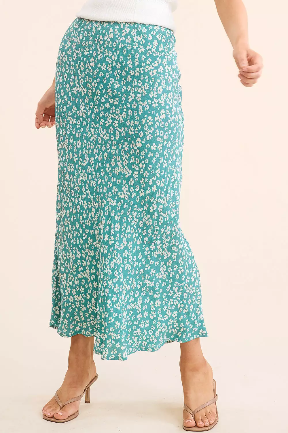 Teal Floral Maxi Skirt