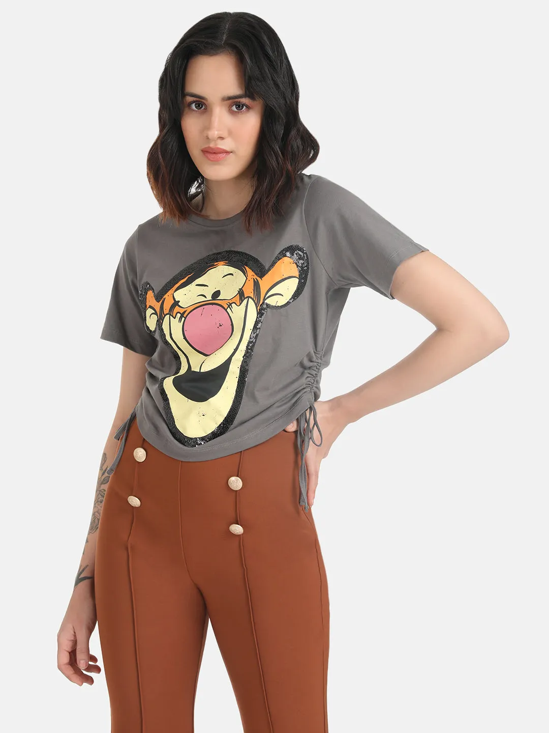 Tigger  Disney Printed Crop T-Shirt With Sequin Work