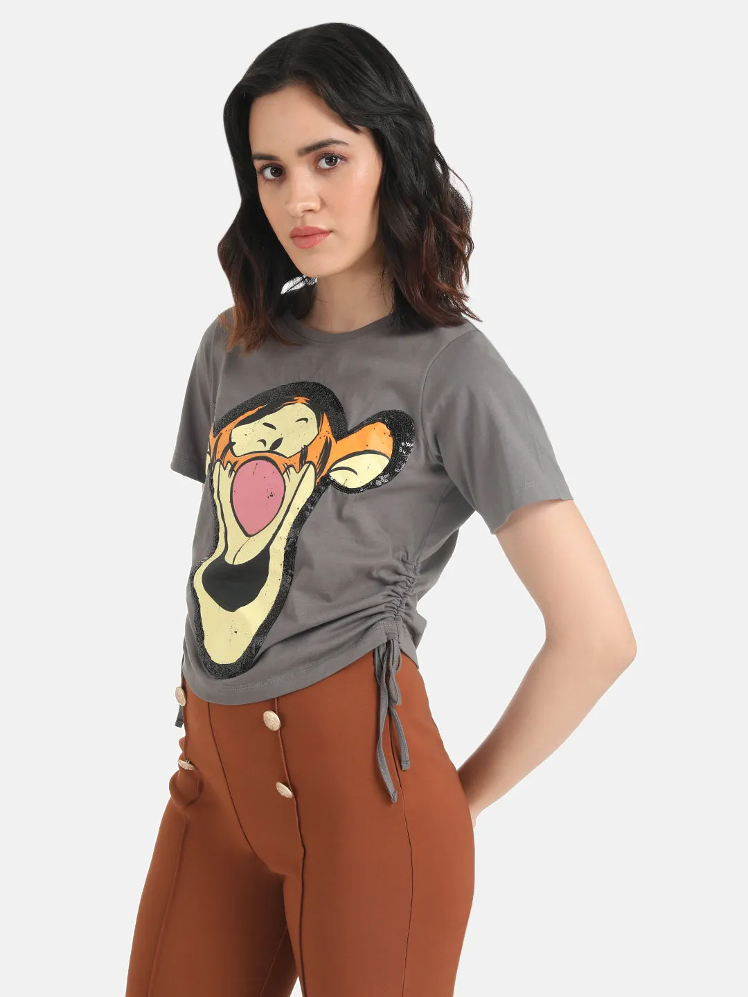 Tigger  Disney Printed Crop T-Shirt With Sequin Work