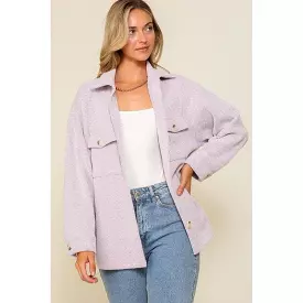 Timing Lavender Soft Button Shacket (1X-3X)