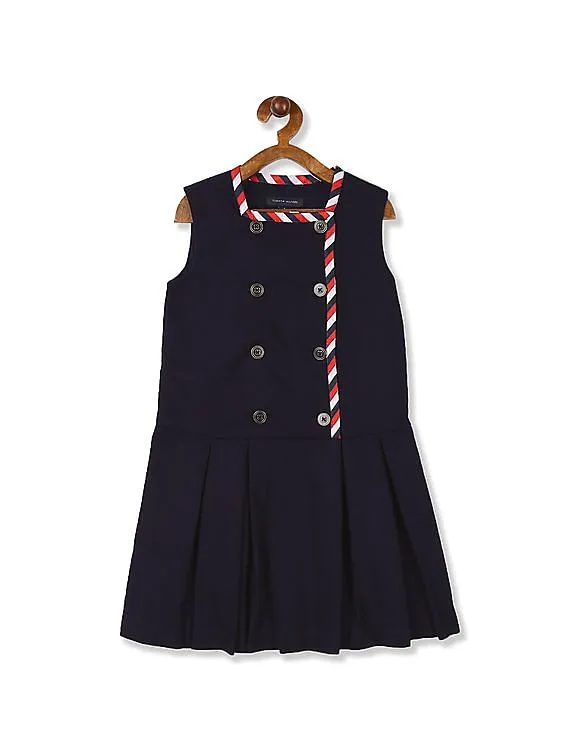 Tommy Hilfiger Kids Girls Navy Sleeveless Drop Waist Dress