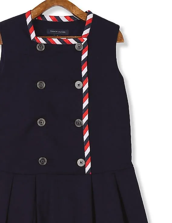 Tommy Hilfiger Kids Girls Navy Sleeveless Drop Waist Dress